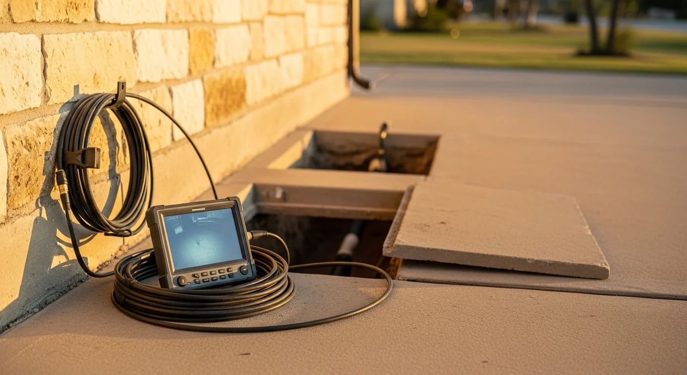 Plumber performing camera drain inspection in New Braunfels