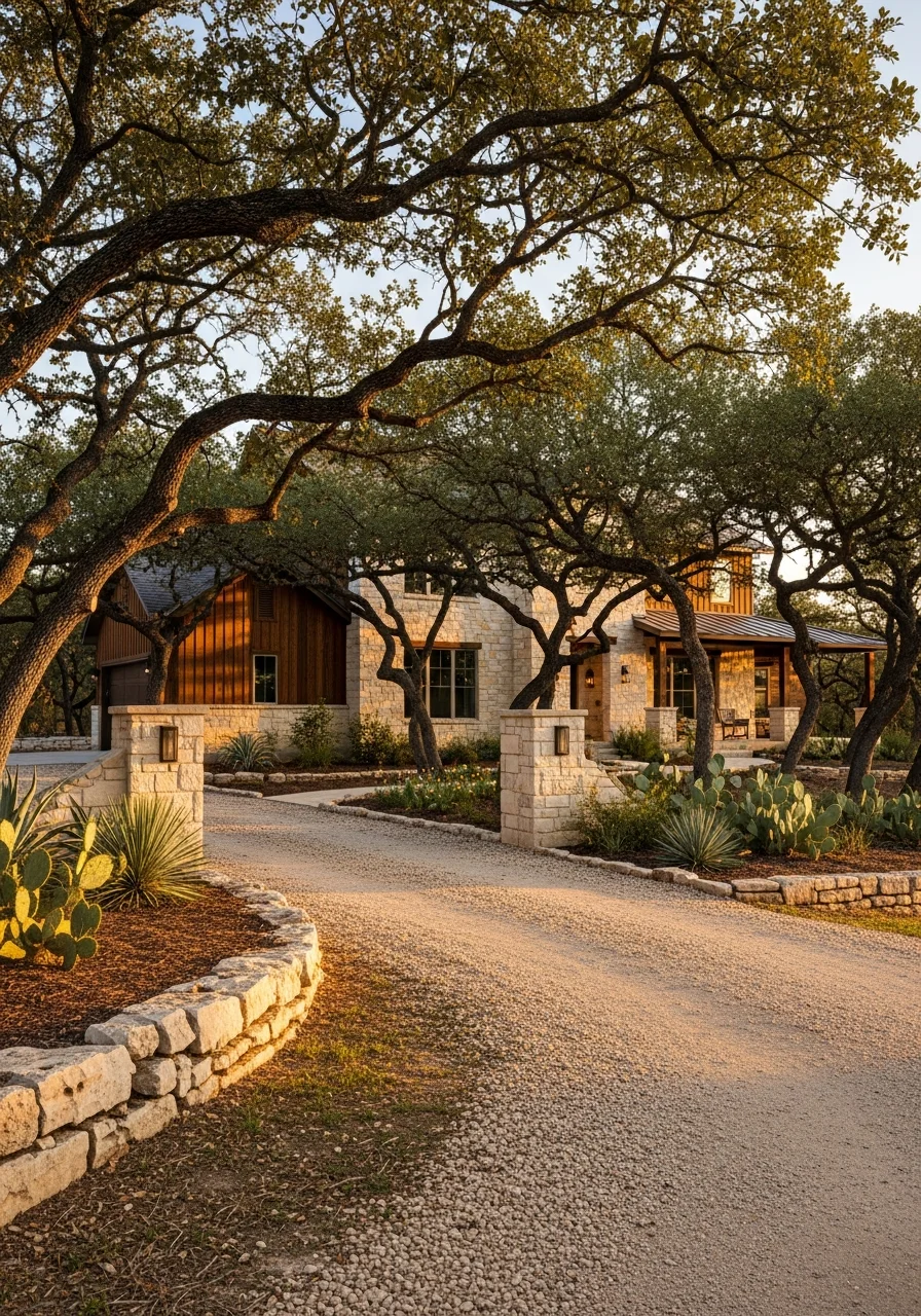 Bulverde home exterior showing Hill Country architectural style set among natural terrain and native vegetation.